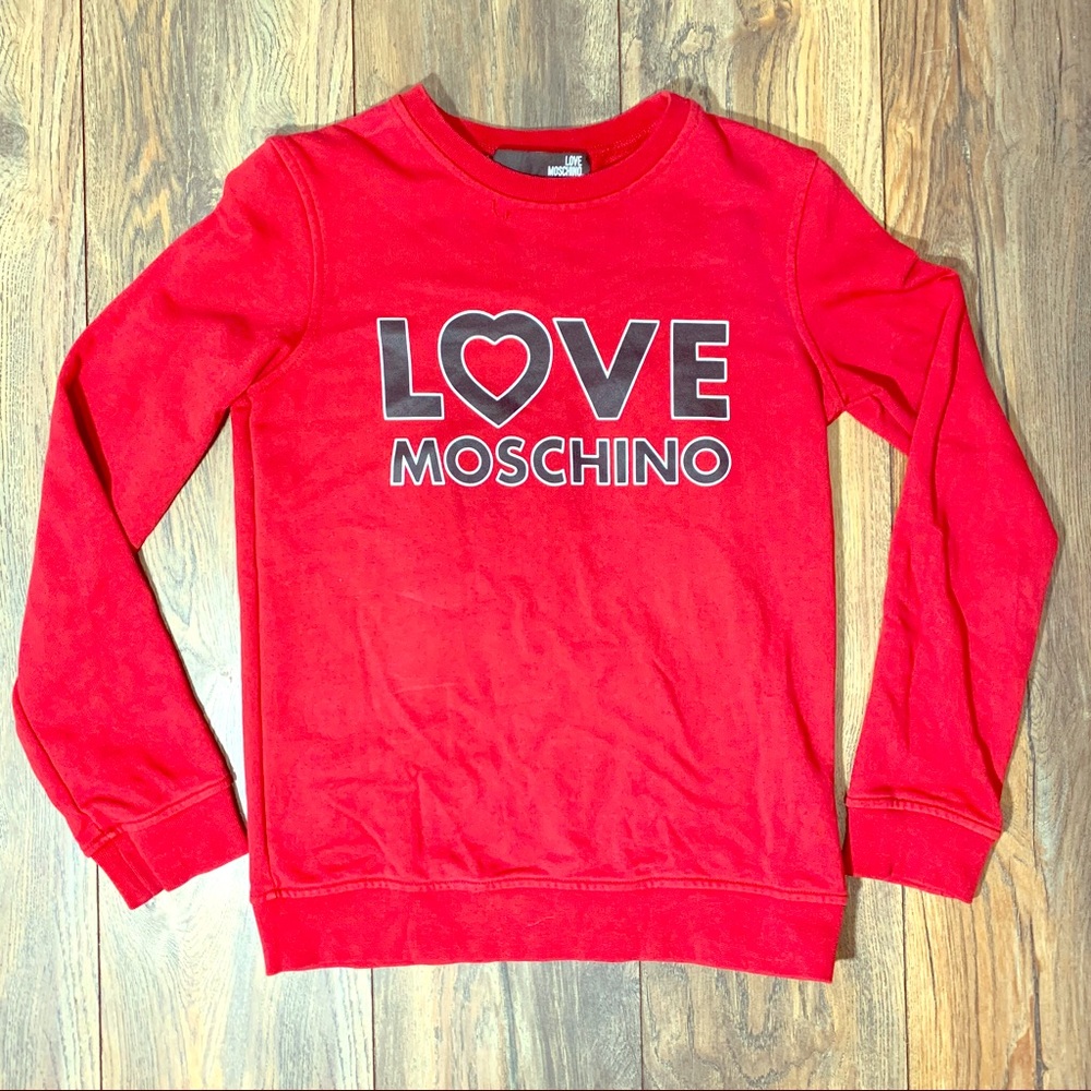 Love Moschino Women's Heart Logo Red Sweater
